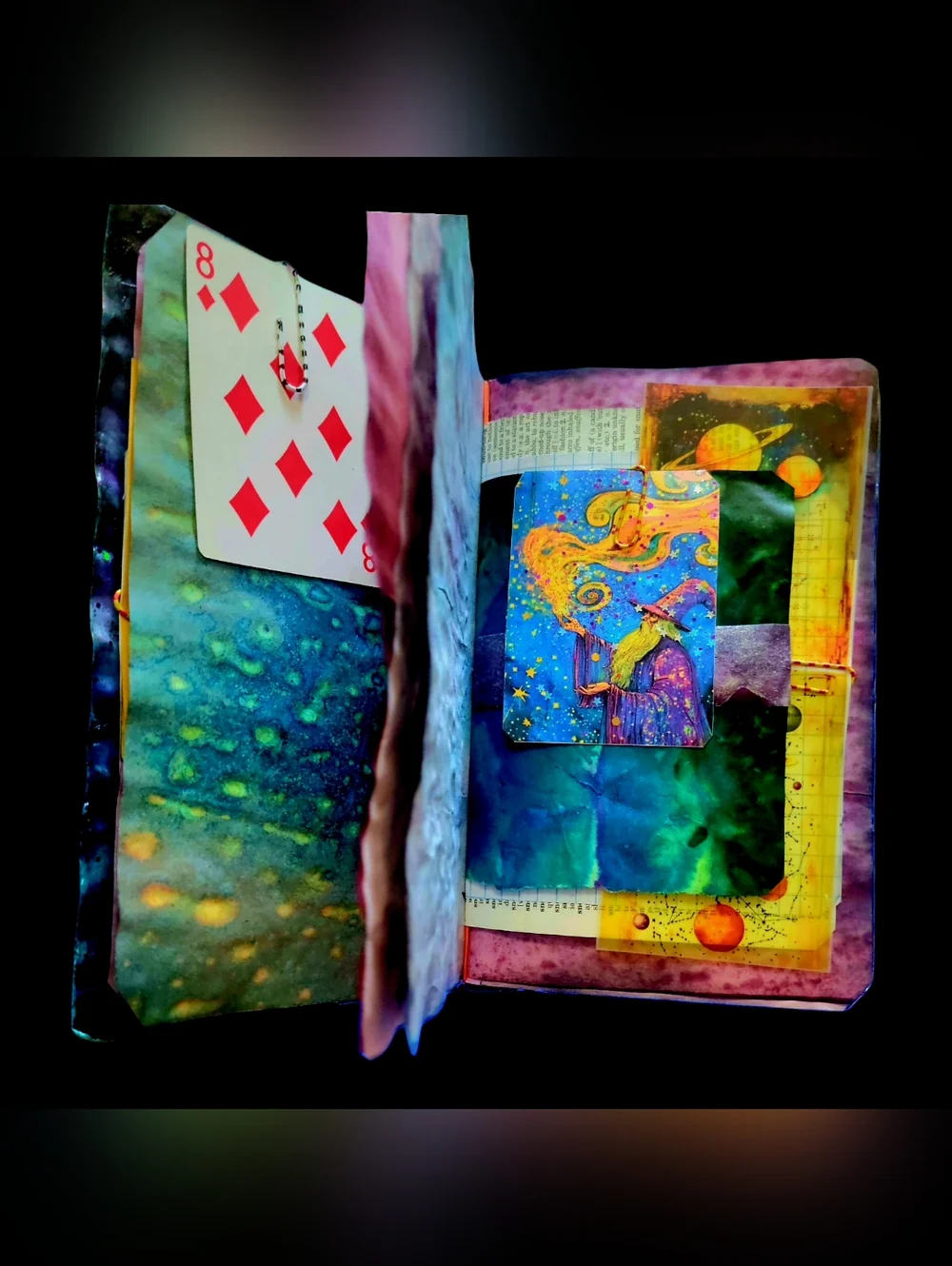 Wizard Celestial Handmade Junk/Creative Journal Fluffy Magick Textured Book